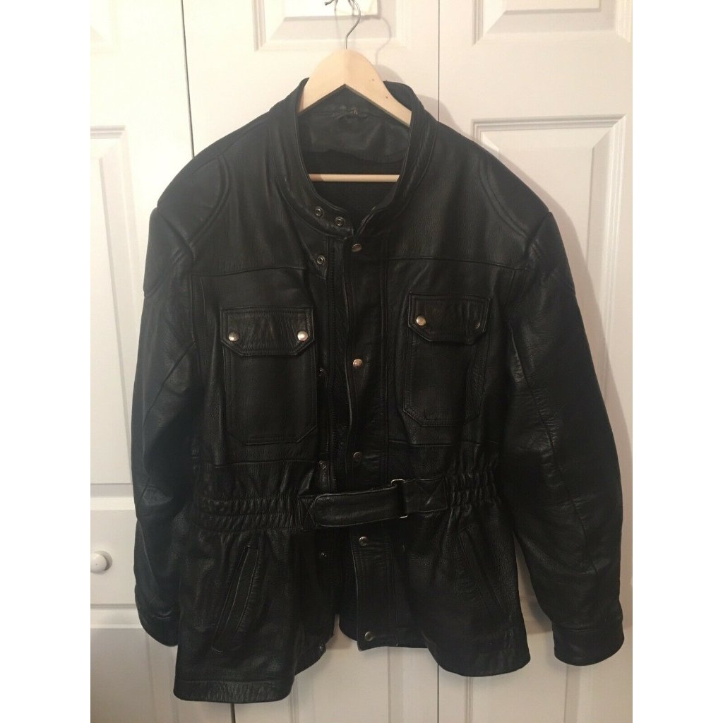 Vintage Heavy Black Leather Men’s Sz 54 Motorcycle Jacket
